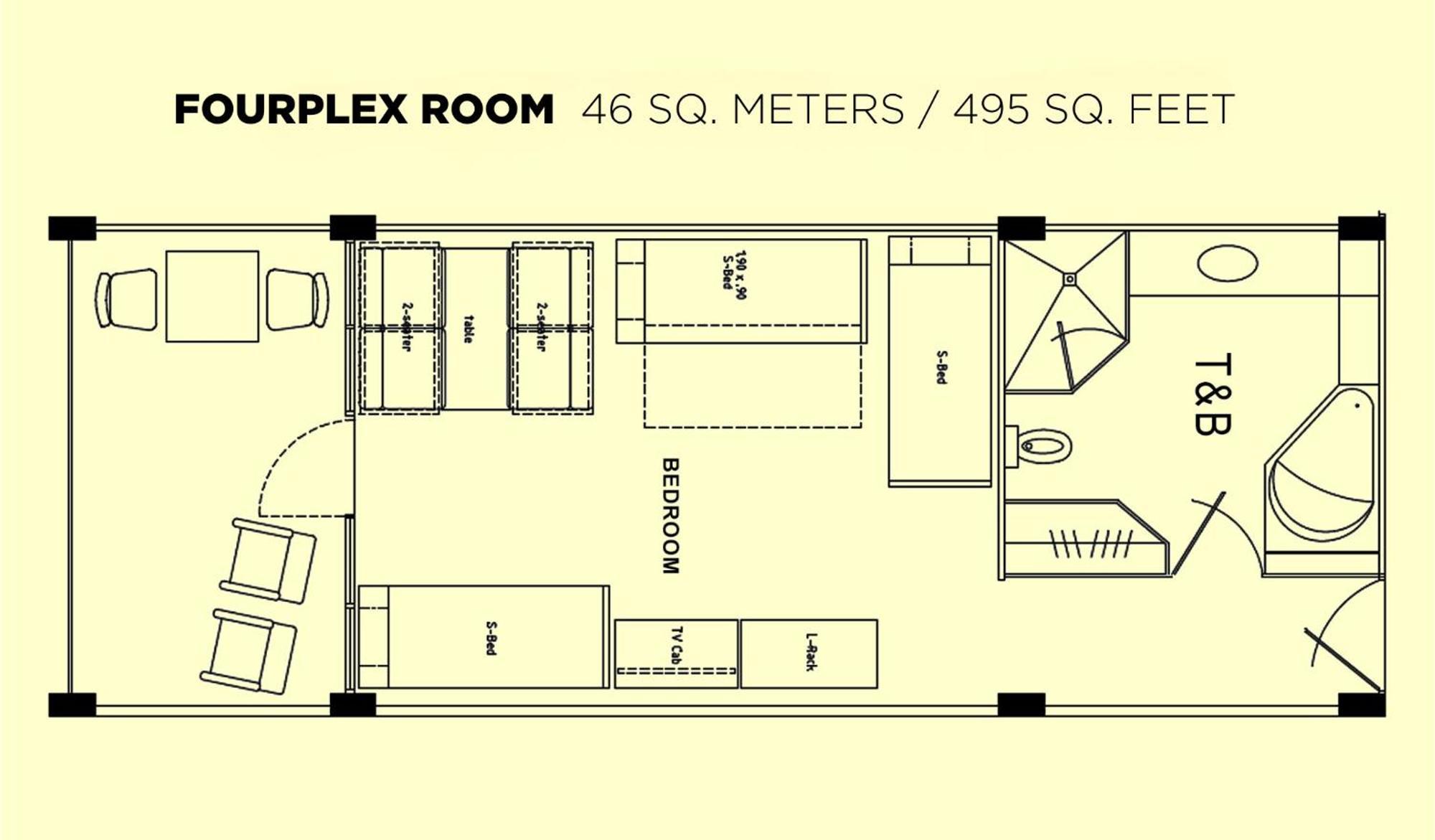 Fourplex Room (Maximum of 4 persons, Breakfast Included)